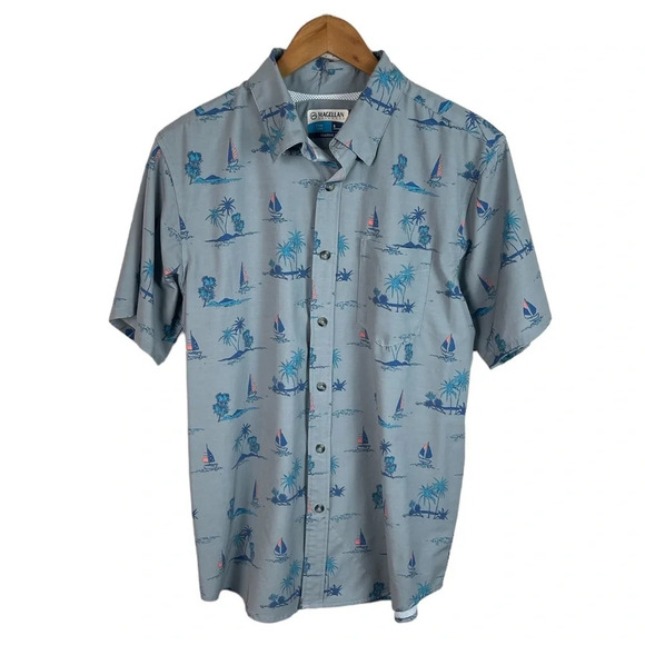 BF734 Mens Magellan Outdoors Classic Fit Fish Gear Performance Shirt S - Picture 1 of 5